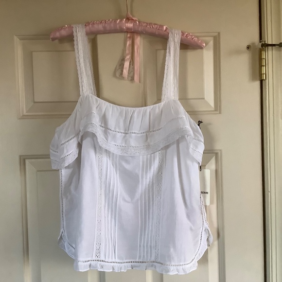 Zadig & Voltaire Cya Ruffled Lace Camisole White SZ L - Picture 3 of 16